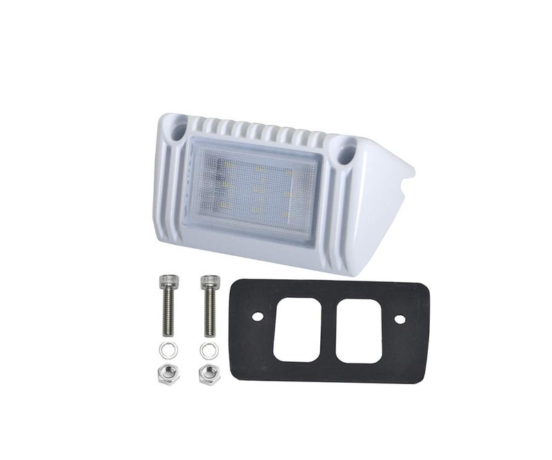 Raycharm 5" RV & Boat Exterior LED Work Lighting Fixture, 40Â° Down Angle Flood Beam, 6000K Cool-White, 12V/24V DC, High Lumen Output Low Current Draw, Waterproof White Finish, 1-Pack - Image 4